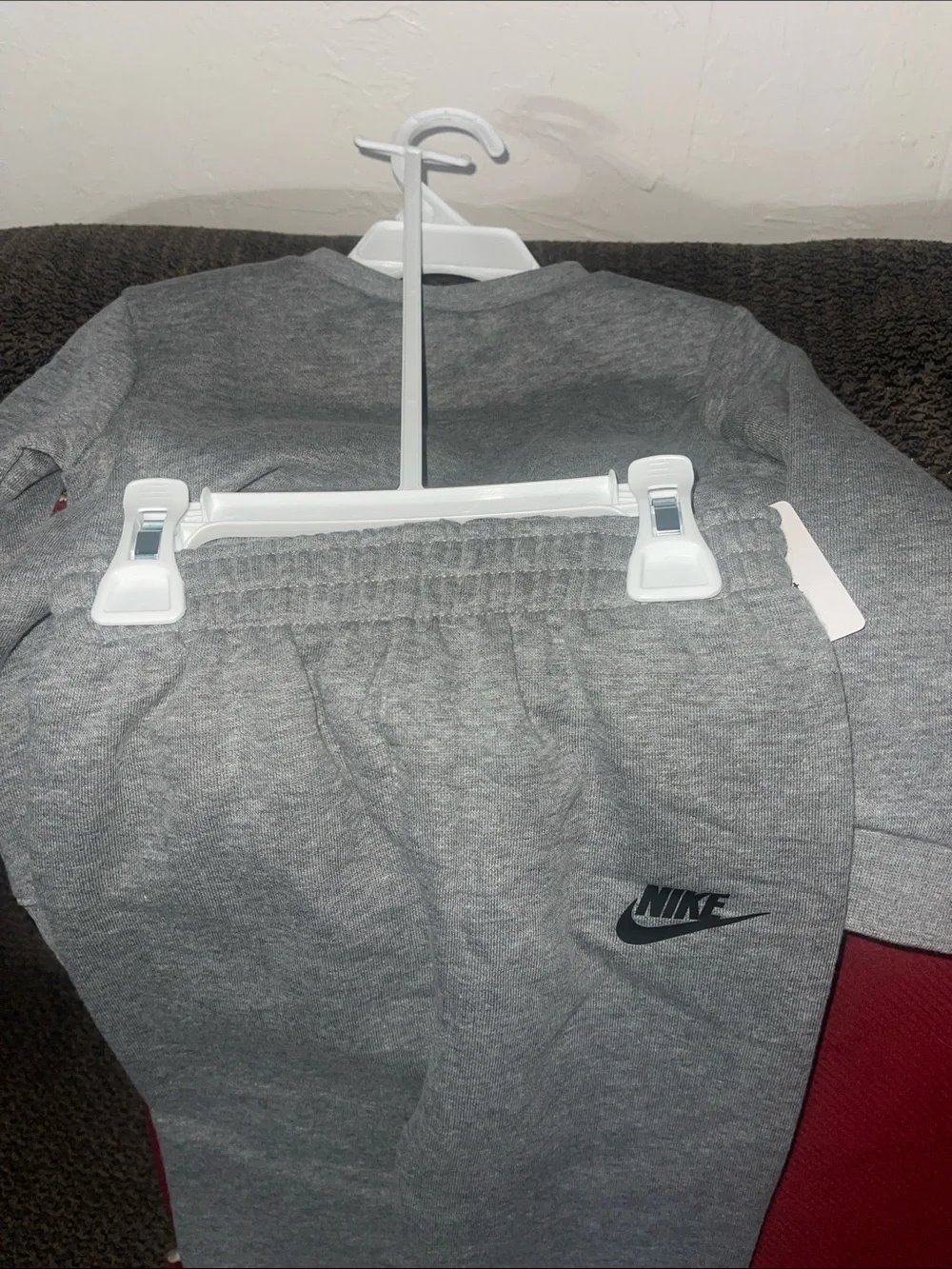 Nike Kids Gray Sweatshirt and Joggers Set with Multicolor 'Just Do It' Logo